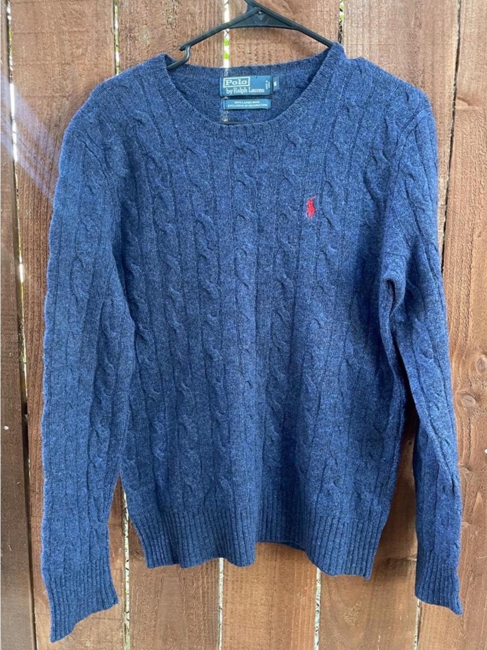 Polo by Ralph Lauren Lambswool Cable Knit Minimalist Cozy Sweater Red Pony Sz M